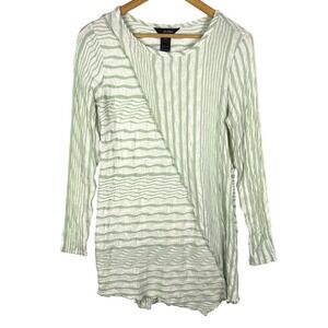Ali Miles Womens Long Sleeve Asymmetrical Crinkle Tunic‎ Top Sz S Boho Artsy